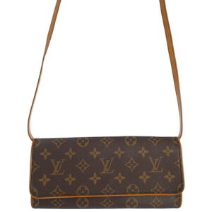 Louis Vuitton Monogram Leather Brown Pochette Twin Shoulder Bag